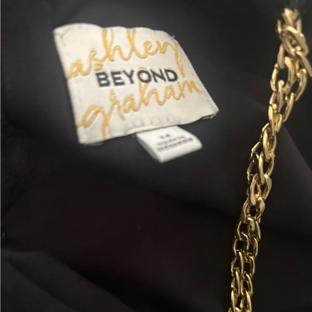 ASHLEY GRAHAM BLACK SLEEVELESS FORMAL GOLD CHAIN HALTER STYLE MIDI DRESS SZ 14 - Picture 7 of 10